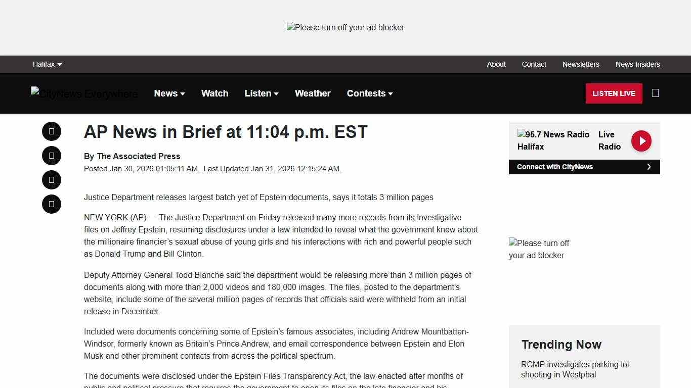 AP News in Brief at 11:04 p.m. EST